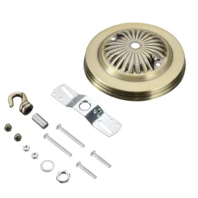 # 21514-2X Traditional Fixture Canopy Kit, 5" Diameter with Hook, 7/16" Center Hole, Antique Brass, 1 Sets/Pack