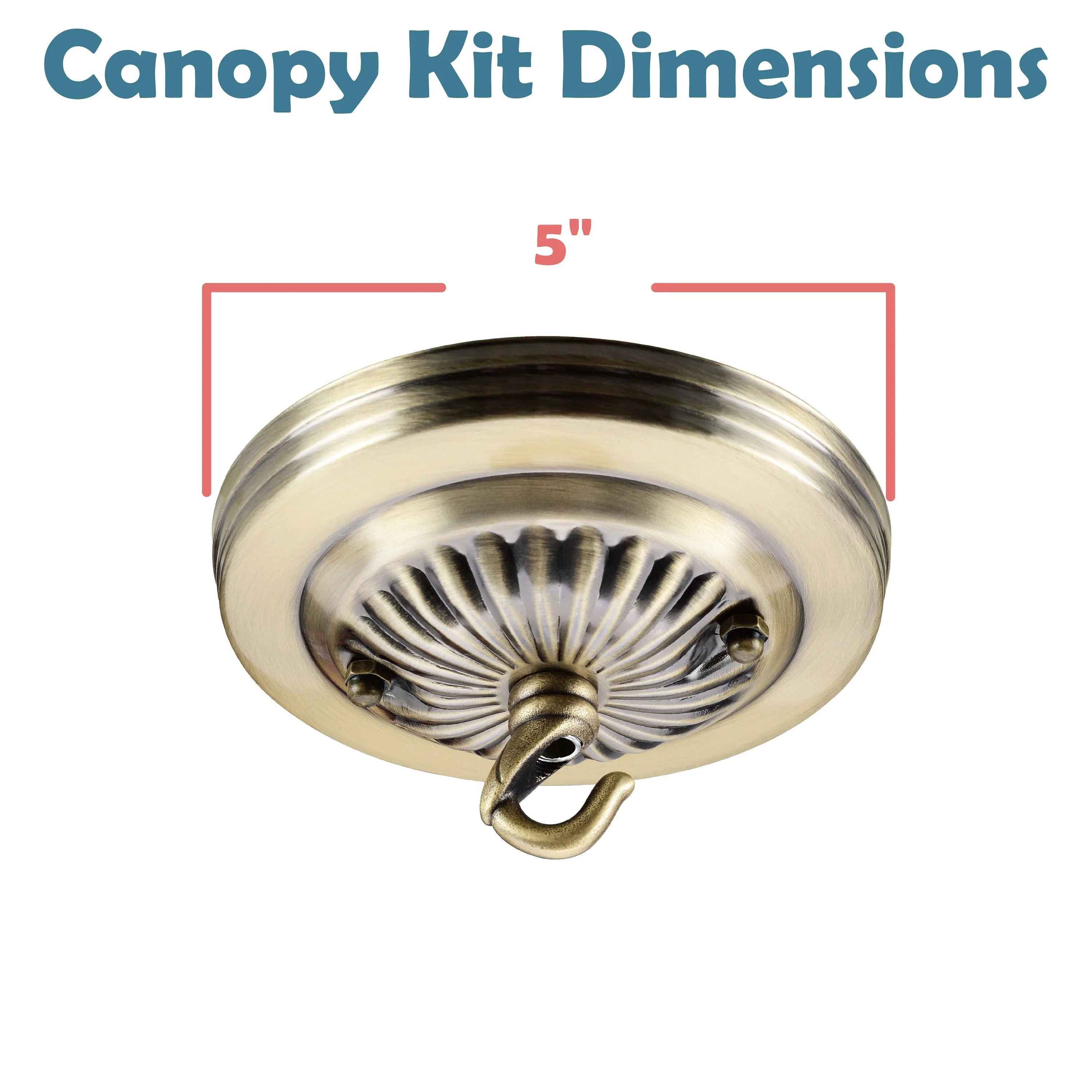 # 21514-2X Traditional Fixture Canopy Kit, 5" Diameter with Hook, 7/16" Center Hole, Antique Brass, 1 Sets/Pack