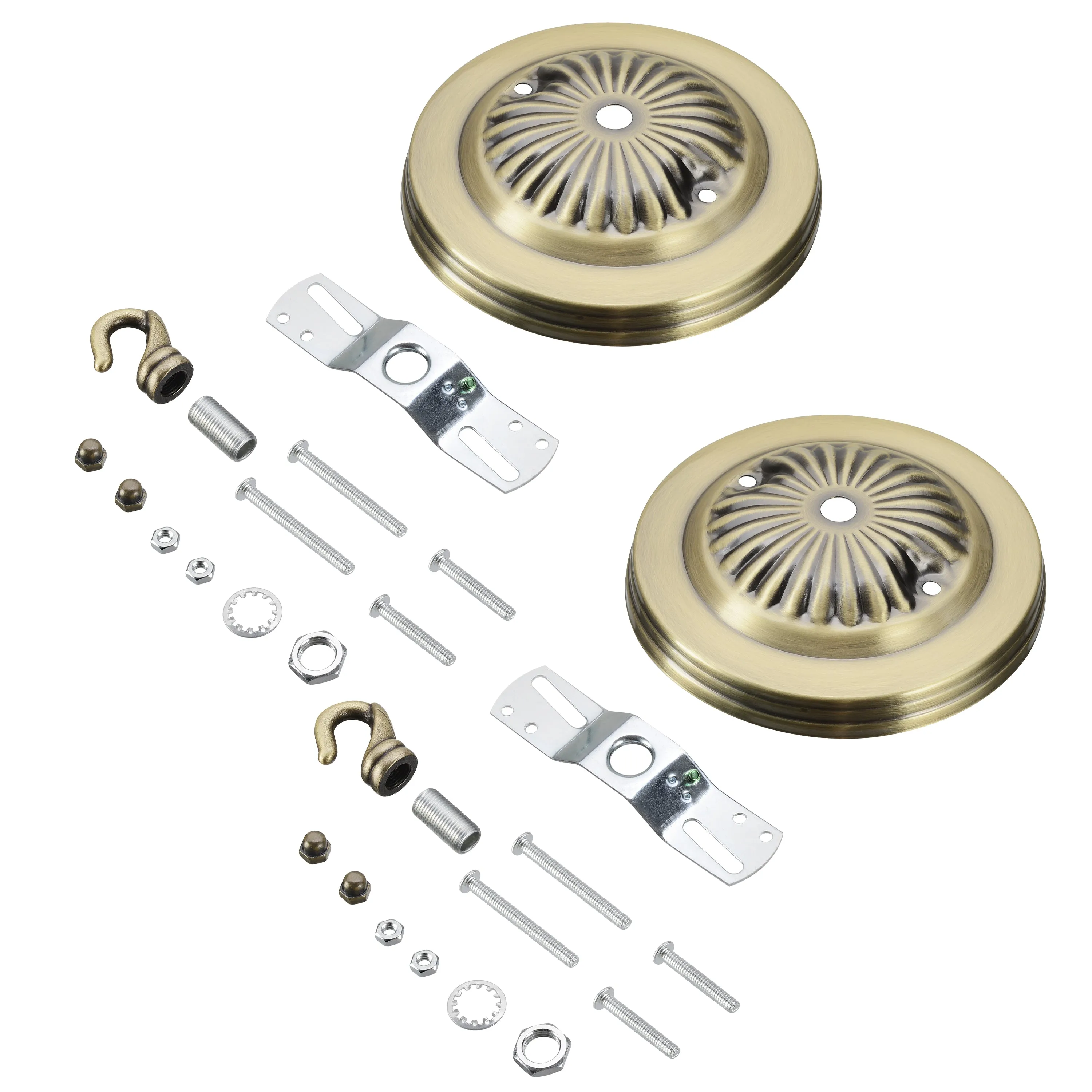 # 21514-2X Traditional Fixture Canopy Kit, 5" Diameter with Hook, 7/16" Center Hole, Antique Brass, 1 Sets/Pack