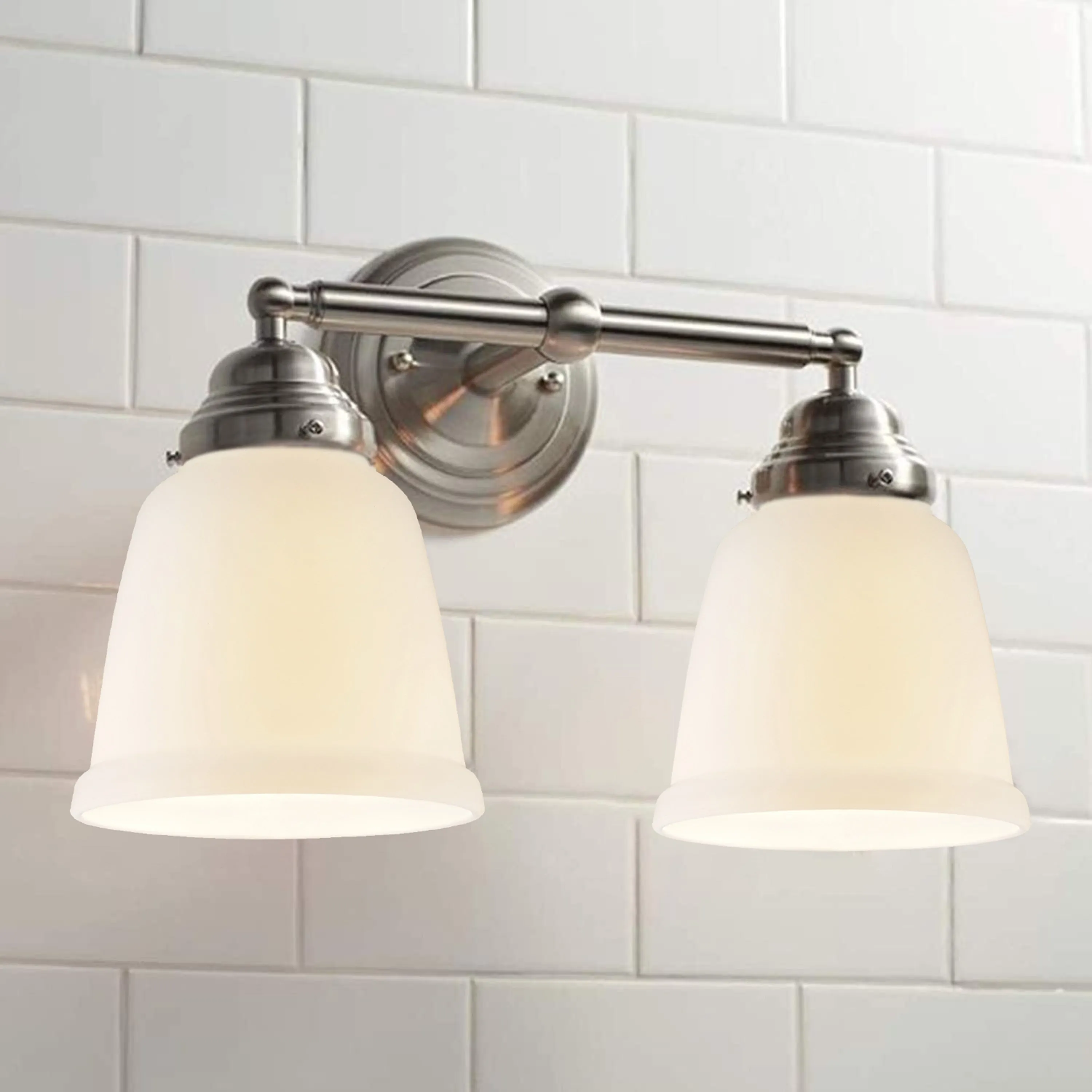 # 23043-4 Transitional Style Bell Shaped Frosted Replacement Glass Shade, 2-1/8" Fitter Size, 5" high x 4-1/2" diameter, 4 Pack