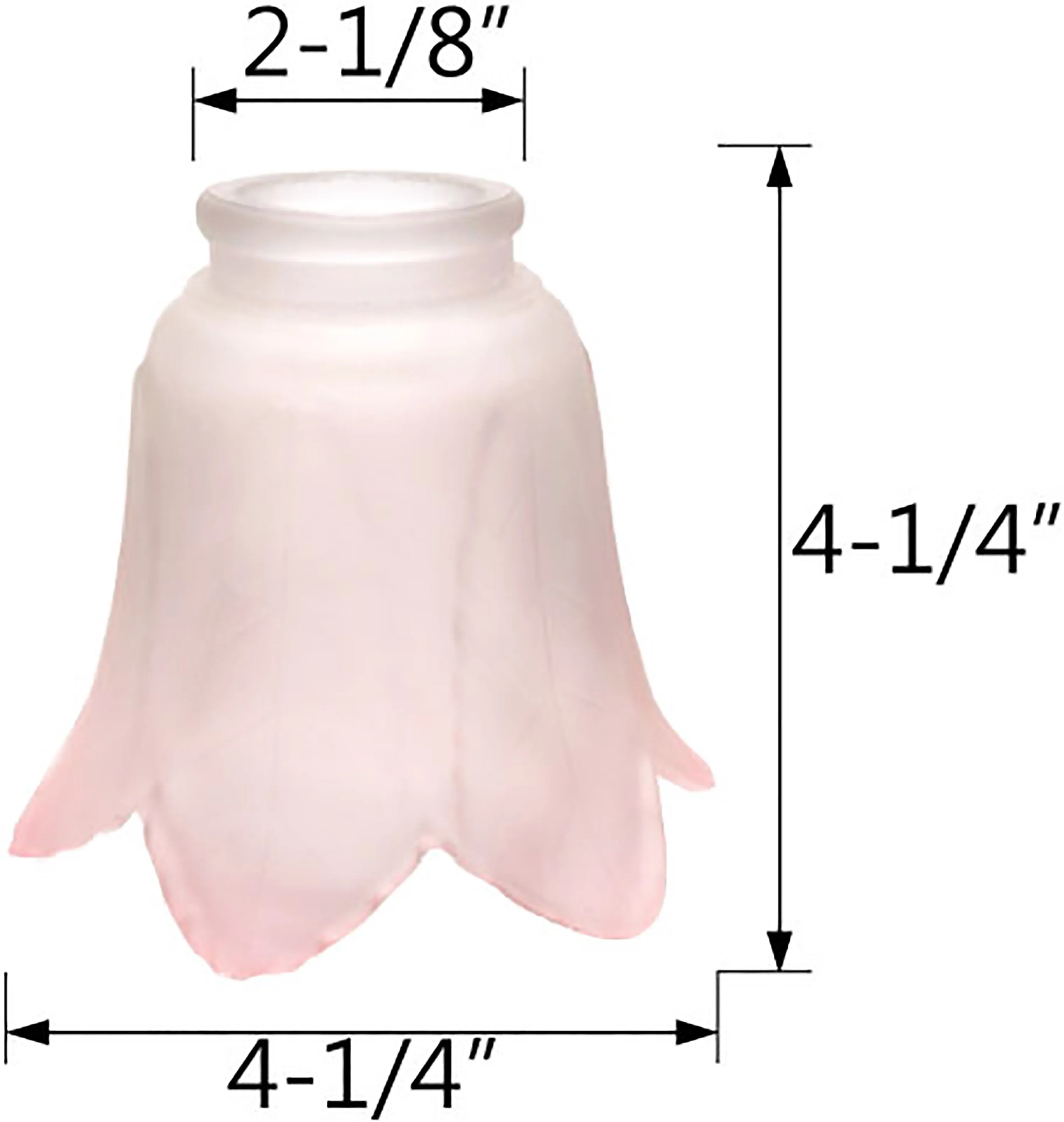 # 23102-4 Transitional Pink Rose Leaf Ceiling Fan Replacement Glass Shade, 2-1/8" Fitter, 4-1/4" Diameter x 4-1/4" Height, 4 Pack