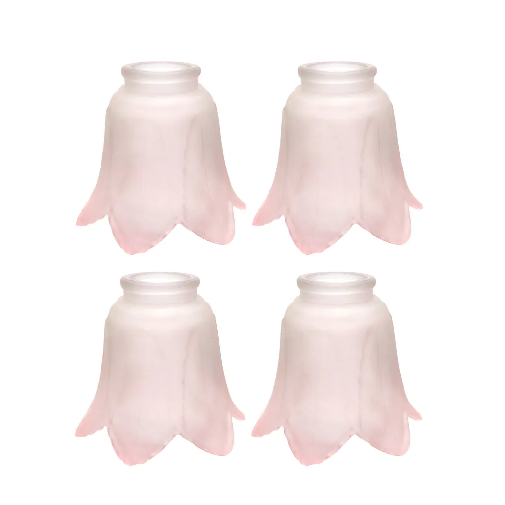 # 23102-4 Transitional Pink Rose Leaf Ceiling Fan Replacement Glass Shade, 2-1/8" Fitter, 4-1/4" Diameter x 4-1/4" Height, 4 Pack