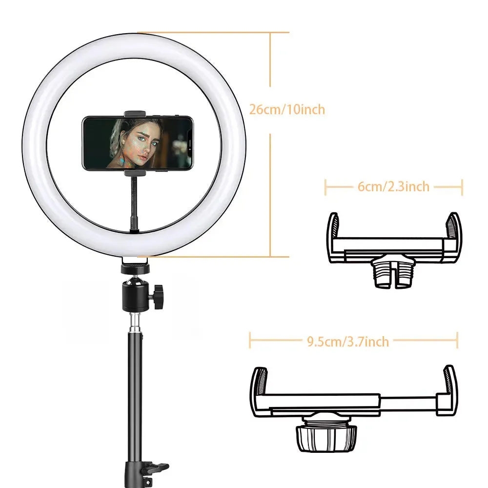 10 inch Ring Light with 50cm Small Floor Lamp Stand Set