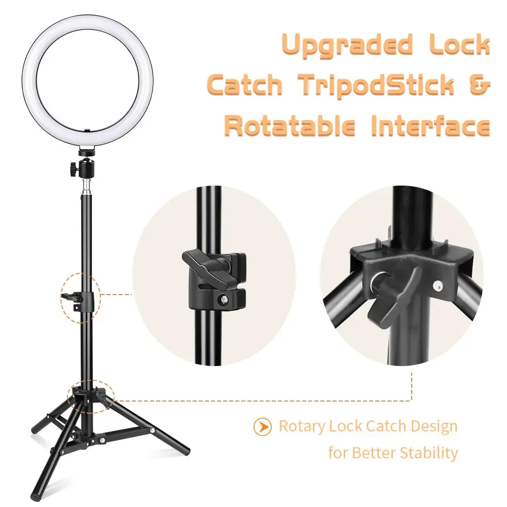 10 inch Ring Light with 50cm Small Floor Lamp Stand Set