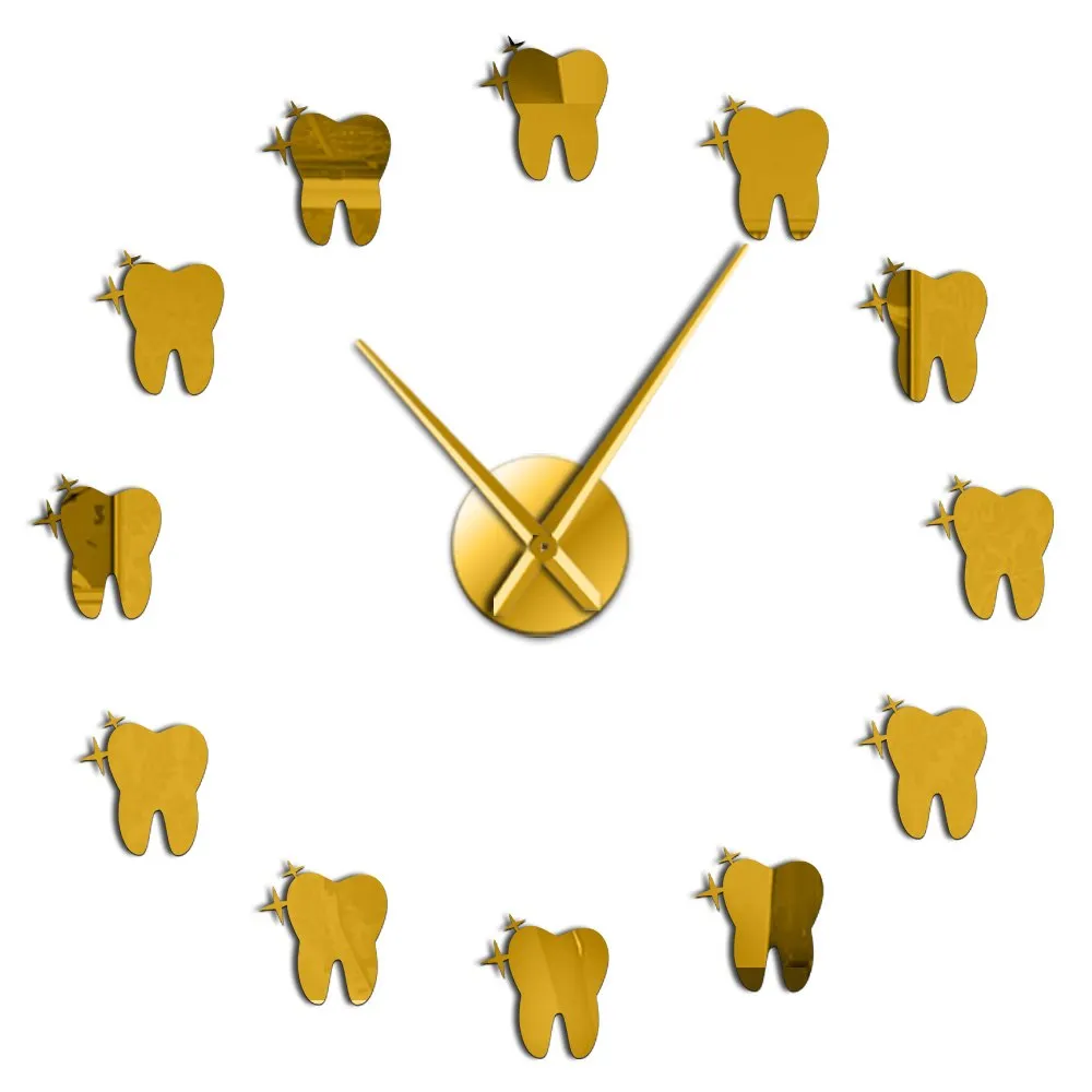 12 Teeth Sticker Dental Tooth Wall Art Modern Wall Clock Living Room Decorative Wall Watch Nurse Ornament Hygienist Dentist Gift