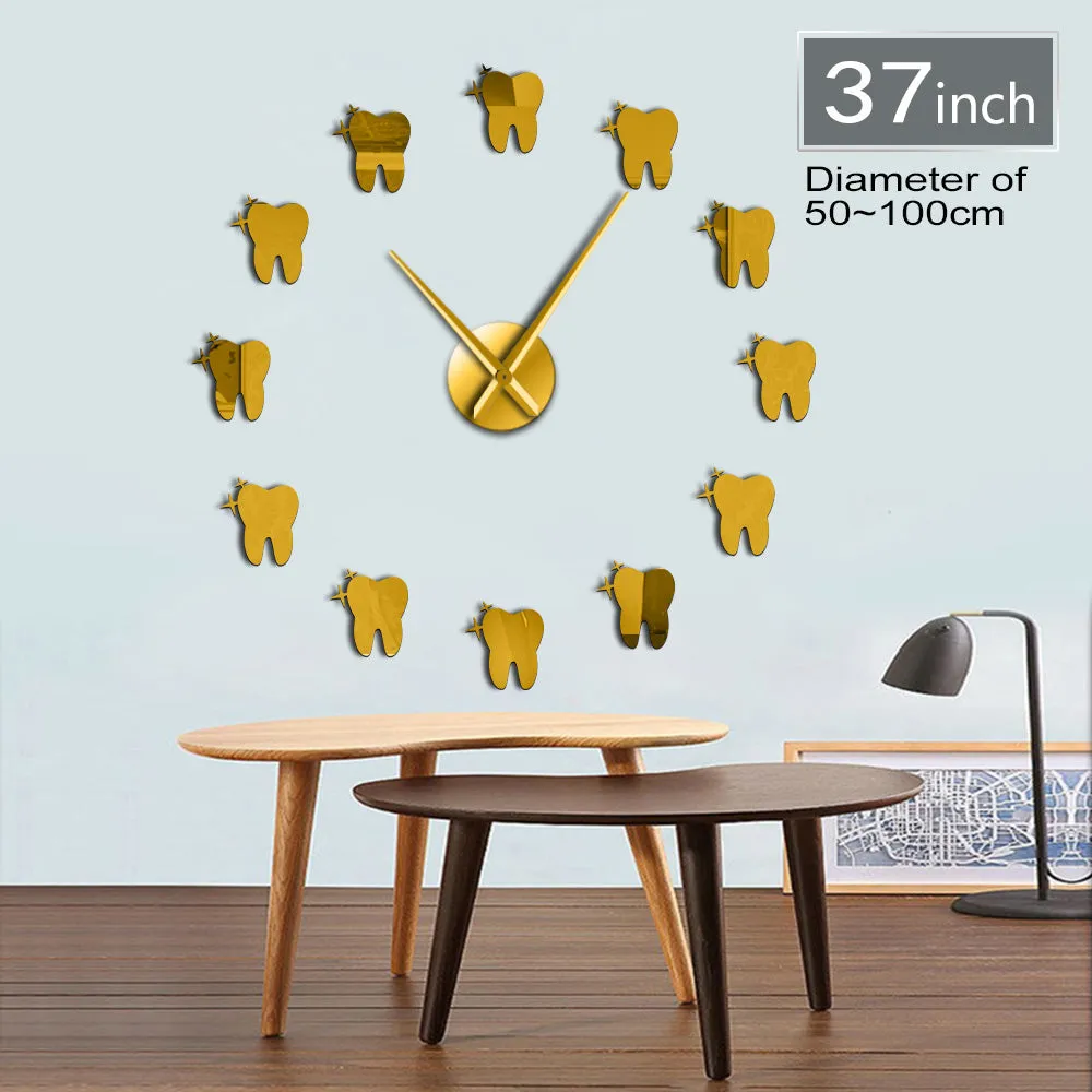 12 Teeth Sticker Dental Tooth Wall Art Modern Wall Clock Living Room Decorative Wall Watch Nurse Ornament Hygienist Dentist Gift