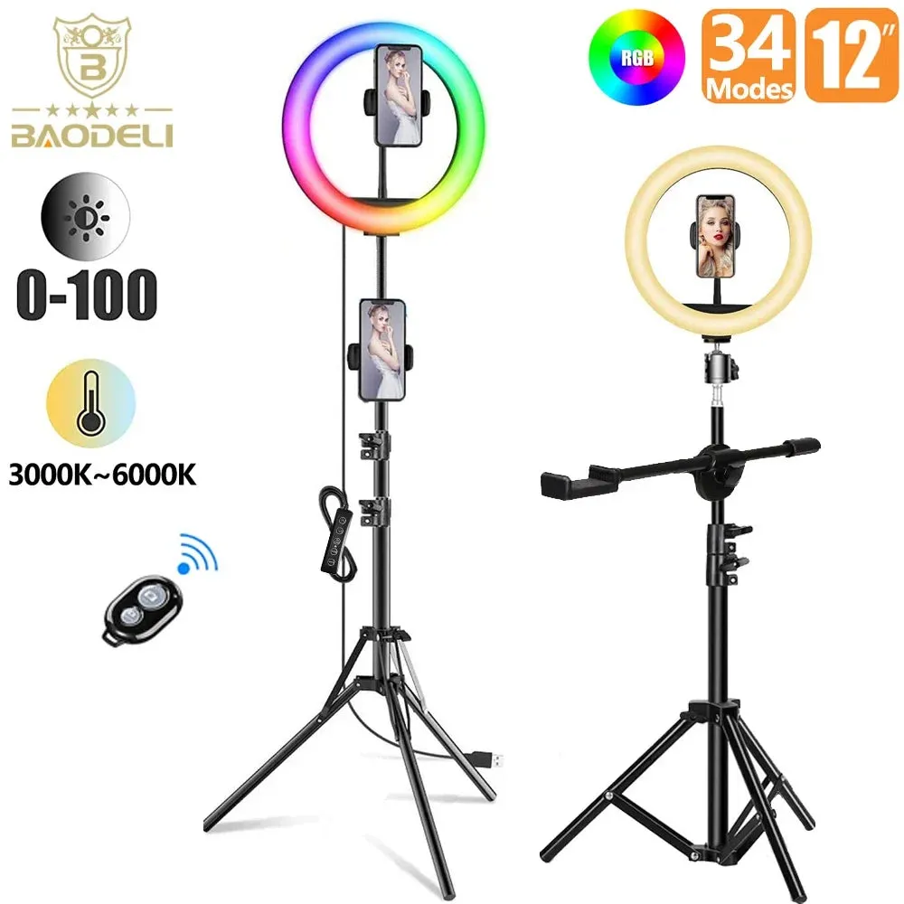12in Selfie Ring & Tripod Phone Stand Holder