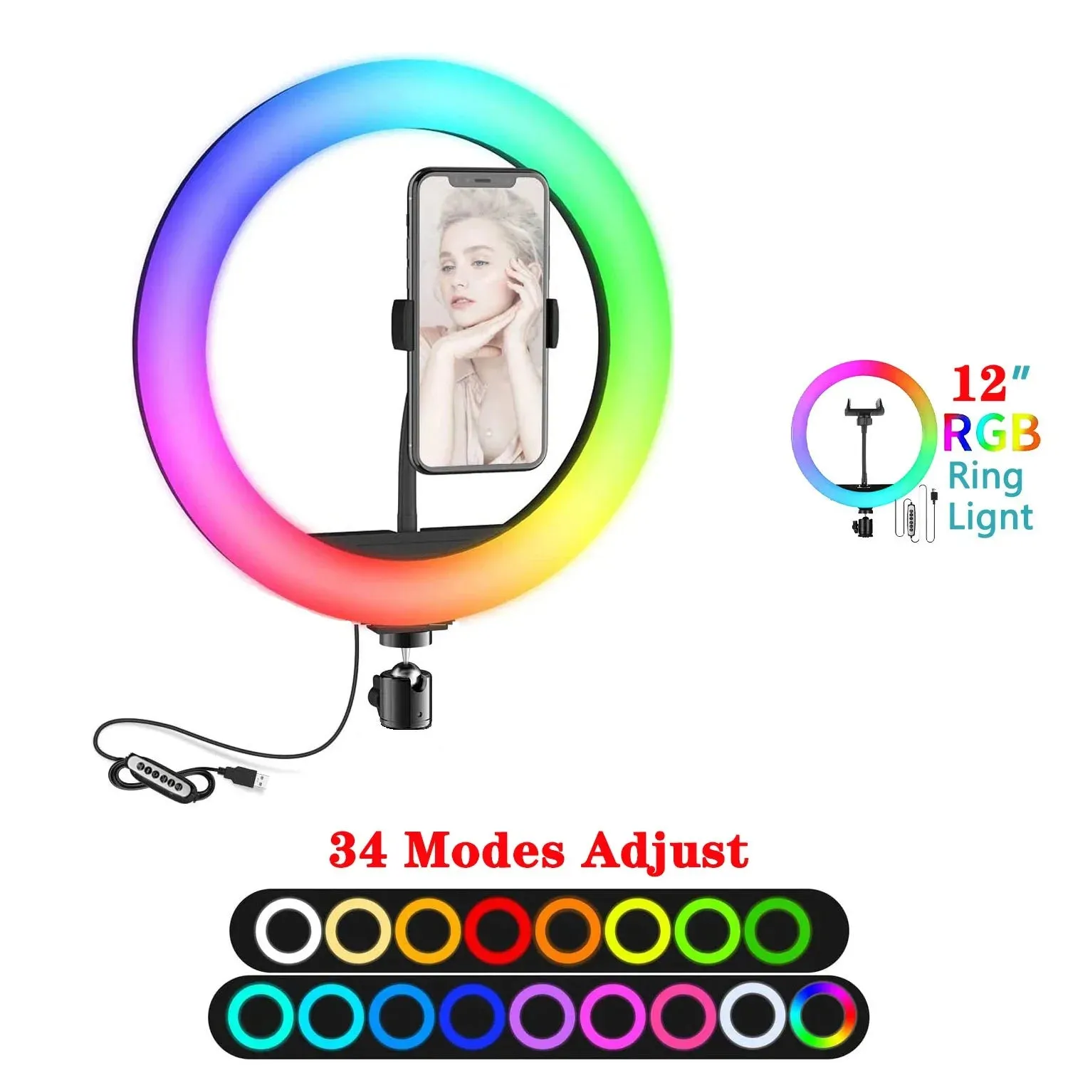 12in Selfie Ring & Tripod Phone Stand Holder