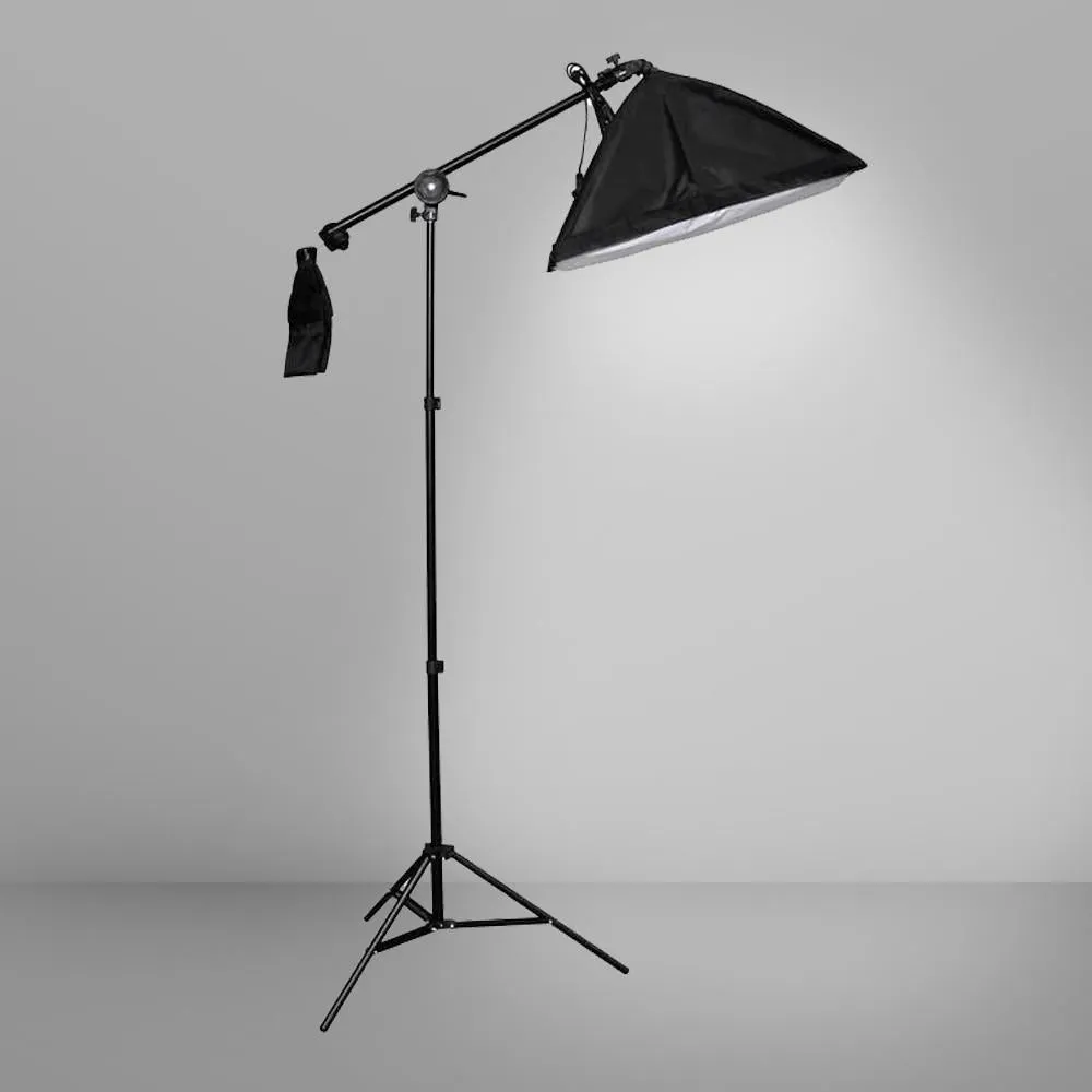 135W Single Rectangle Softbox Boom Arm Continuous Lighting Set