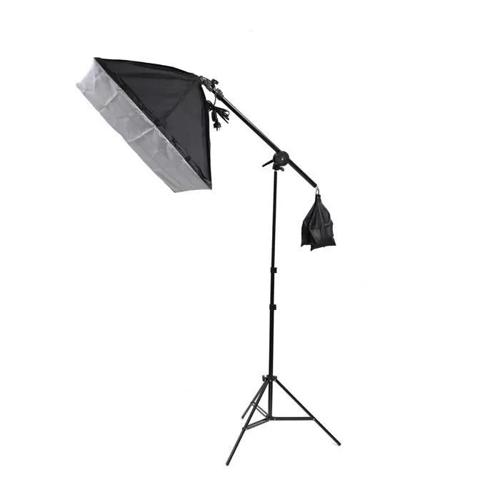 135W Single Rectangle Softbox Boom Arm Continuous Lighting Set