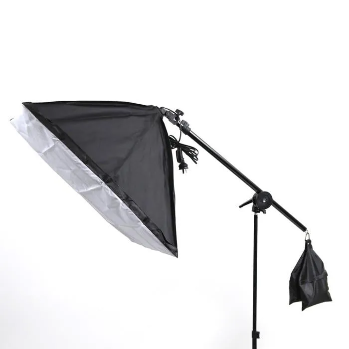 135W Single Rectangle Softbox Boom Arm Continuous Lighting Set