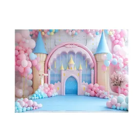 2.3M X 1.8M Fairy Tale Castle And Balloon Photography Backdrop Event Cloth