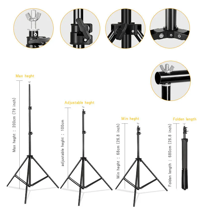 2mx2m Photography Adjustable Background Stand, Photography Studio Photo Video Backdrop Support System Kit  No Backdrop Included