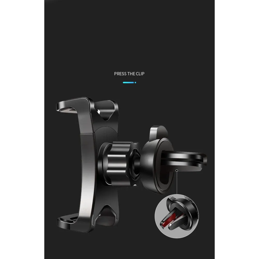 3 in 1 Car GPS Smartphone Holder: Dashboard / Visor Clamp   AC Grid Clip for BLU G Studio Plus HD - Black