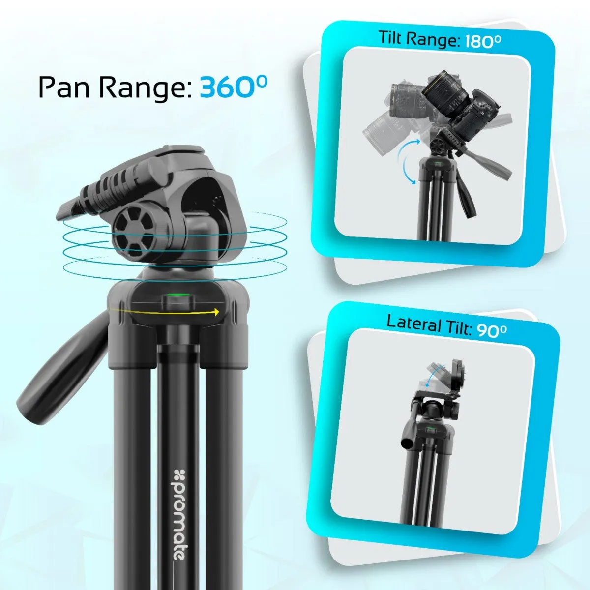 3 Sections Aluminium Alloy Tripod with Quick-Release Plate
