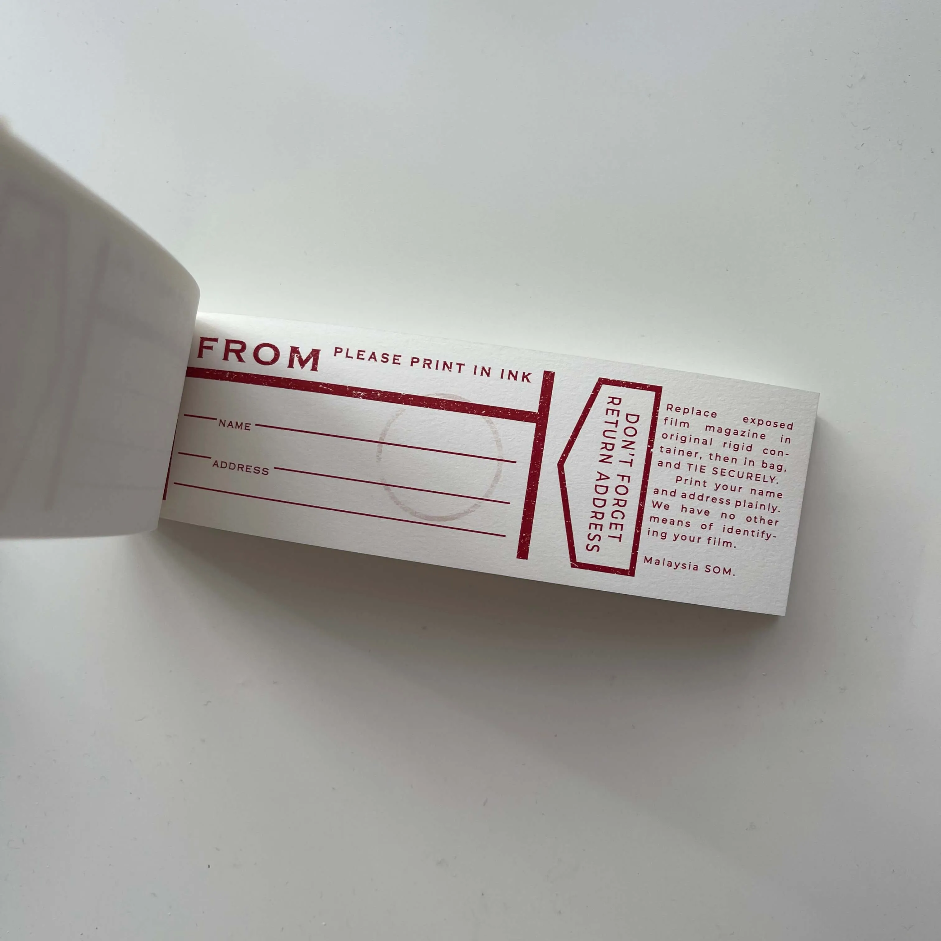 35mm Film Processing Memo Pad