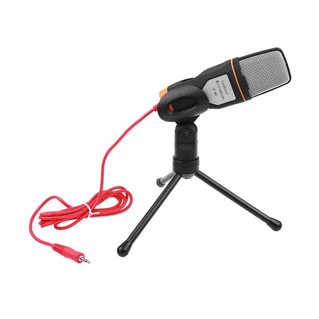 3.5mm Stereo Condenser Microphone Professional Wired Studio Desktop Microphone With Stand For Skype MSN Chatting Karaoke