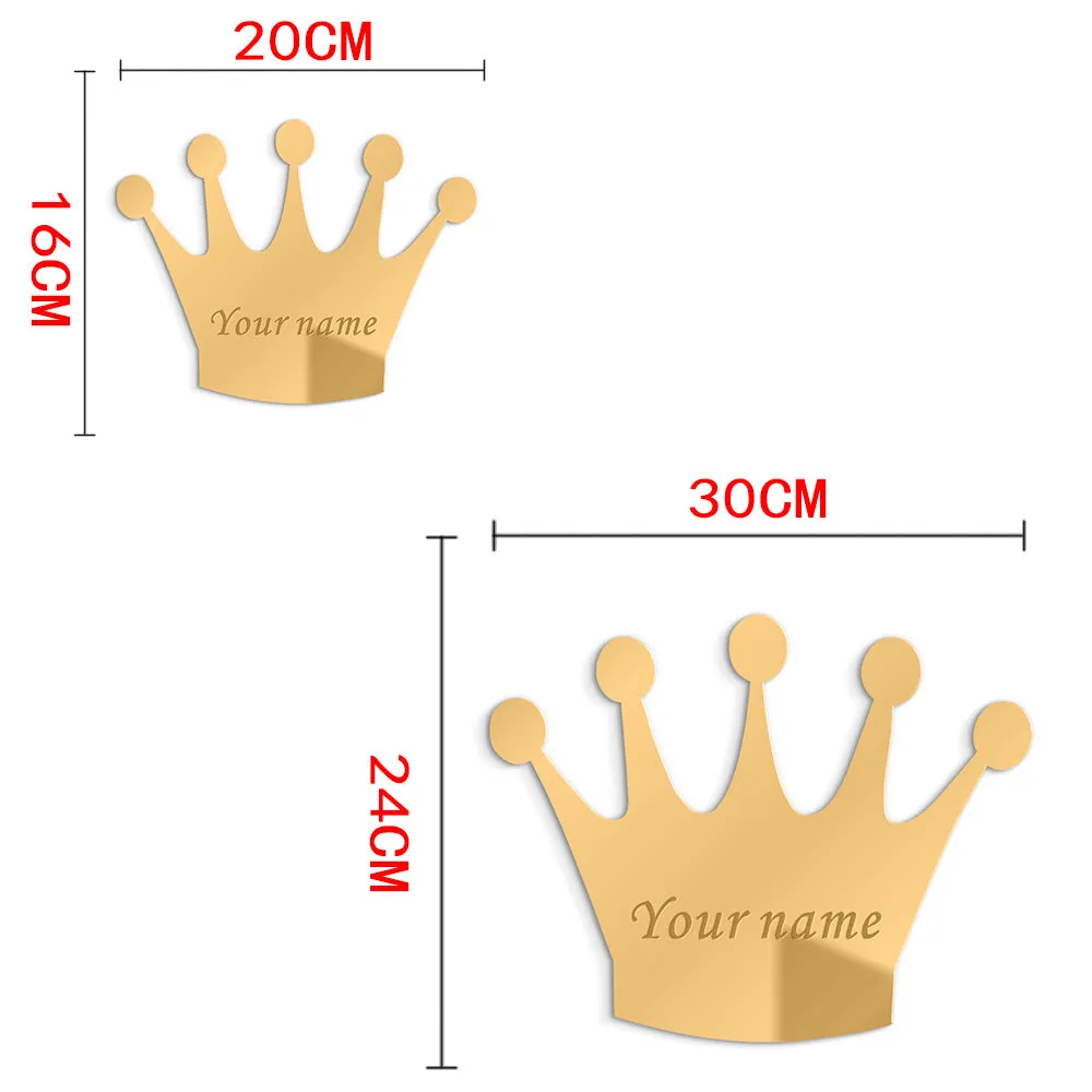 3MM Personalised Acrylic Princess Mirror Custom Queen Crown Wedding Crown Decor Mirror Sticker with Self-Adhesive Party Favor