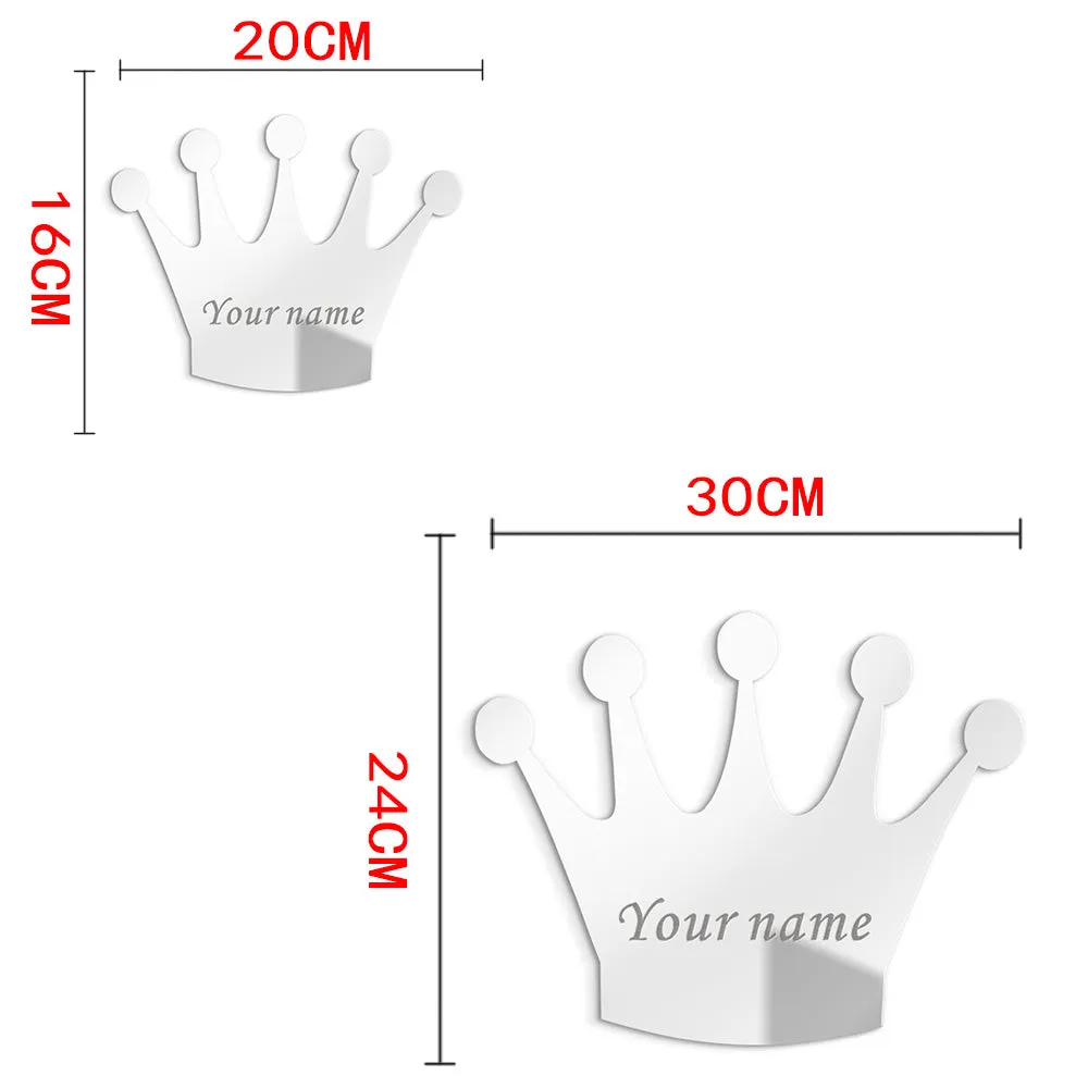 3MM Personalised Acrylic Princess Mirror Custom Queen Crown Wedding Crown Decor Mirror Sticker with Self-Adhesive Party Favor