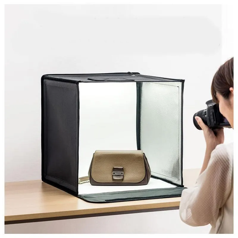 60cm Portable LED Studio Photo Box with LED Lights and 3 Backdrops
