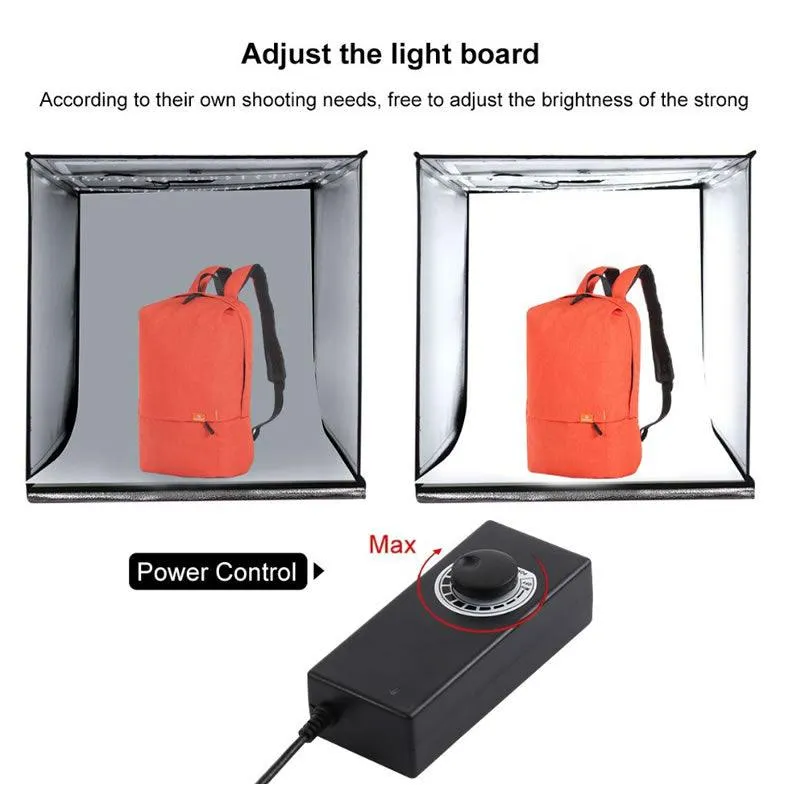 60cm Portable LED Studio Photo Box with LED Lights and 6 Backdrops