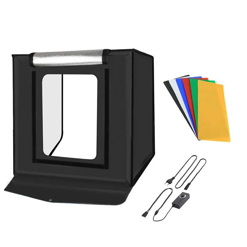 60cm Portable LED Studio Photo Box with LED Lights and 6 Backdrops