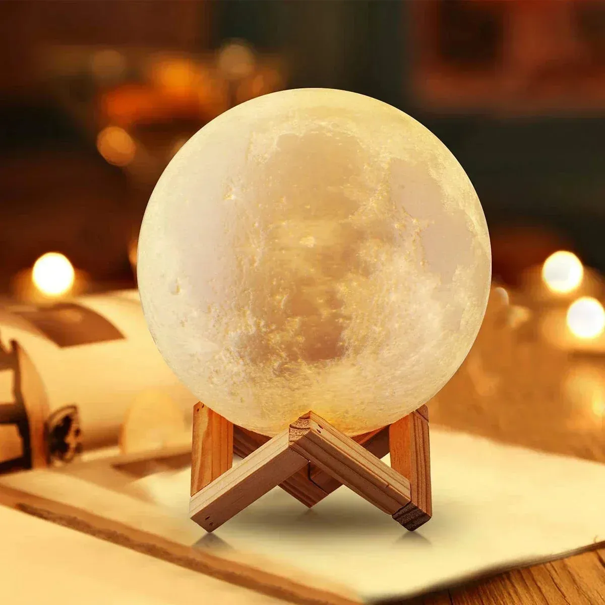 8CM LED Night Light 3D Print Moon Lamp Bedroom Decor - Light for Kids Gifts Decorations