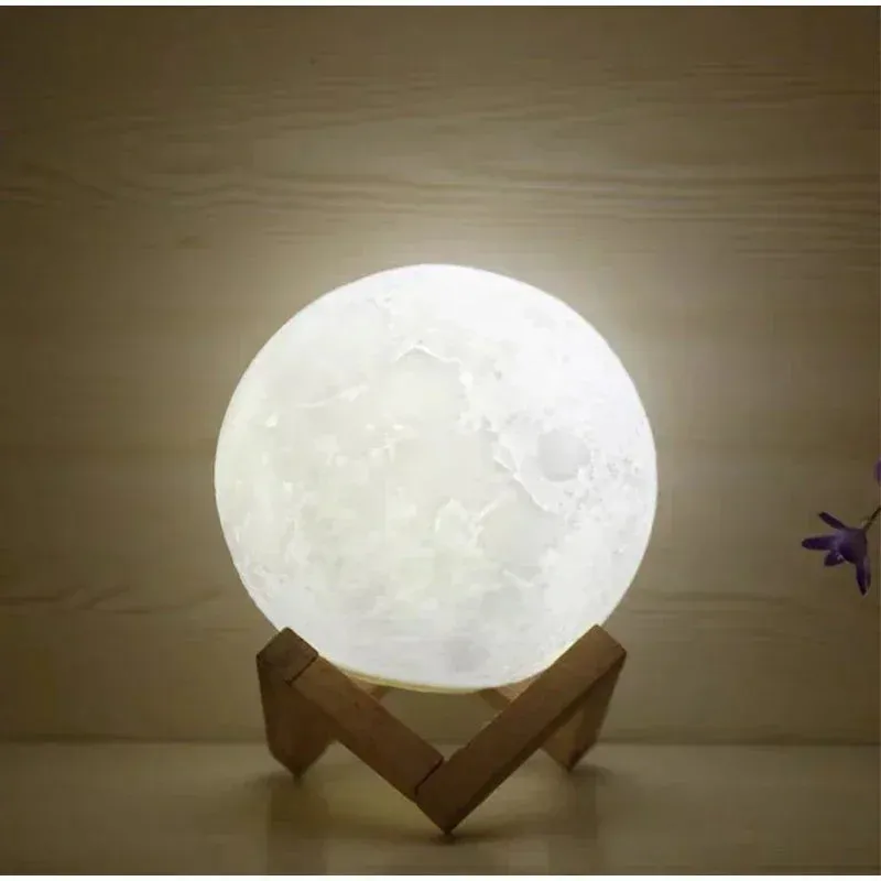 8CM LED Night Light 3D Print Moon Lamp Bedroom Decor - Light for Kids Gifts Decorations