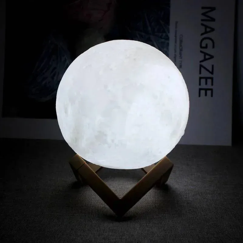 8CM LED Night Light 3D Print Moon Lamp Bedroom Decor - Light for Kids Gifts Decorations