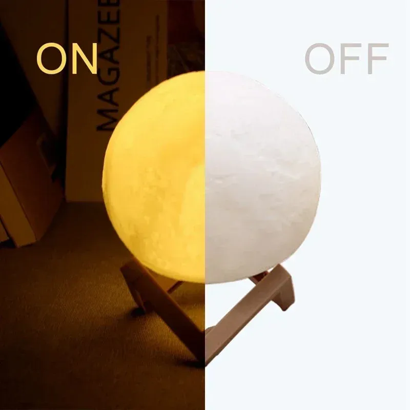 8CM LED Night Light 3D Print Moon Lamp Bedroom Decor - Light for Kids Gifts Decorations