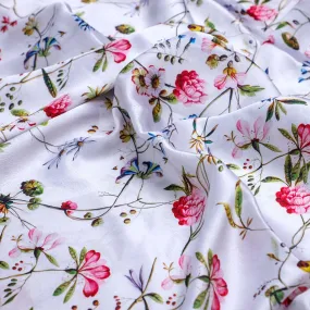 Abstract Colourful Flower Art Digital Printed Fabric - Japan Satin