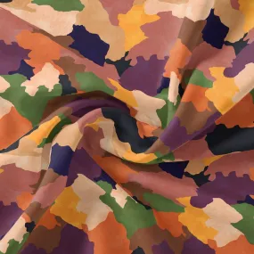 Abstract Colourful Paint Art Digital Printed Fabric - Pure Chiffon