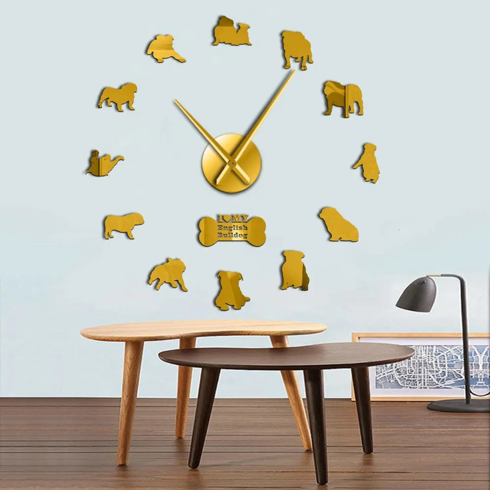 Adorable Different Dog Breeds Large Wall Art Home Decor Kennel Clubs Wall Clock DIY Giant Living Room Clock Dog Pet Owners Gift