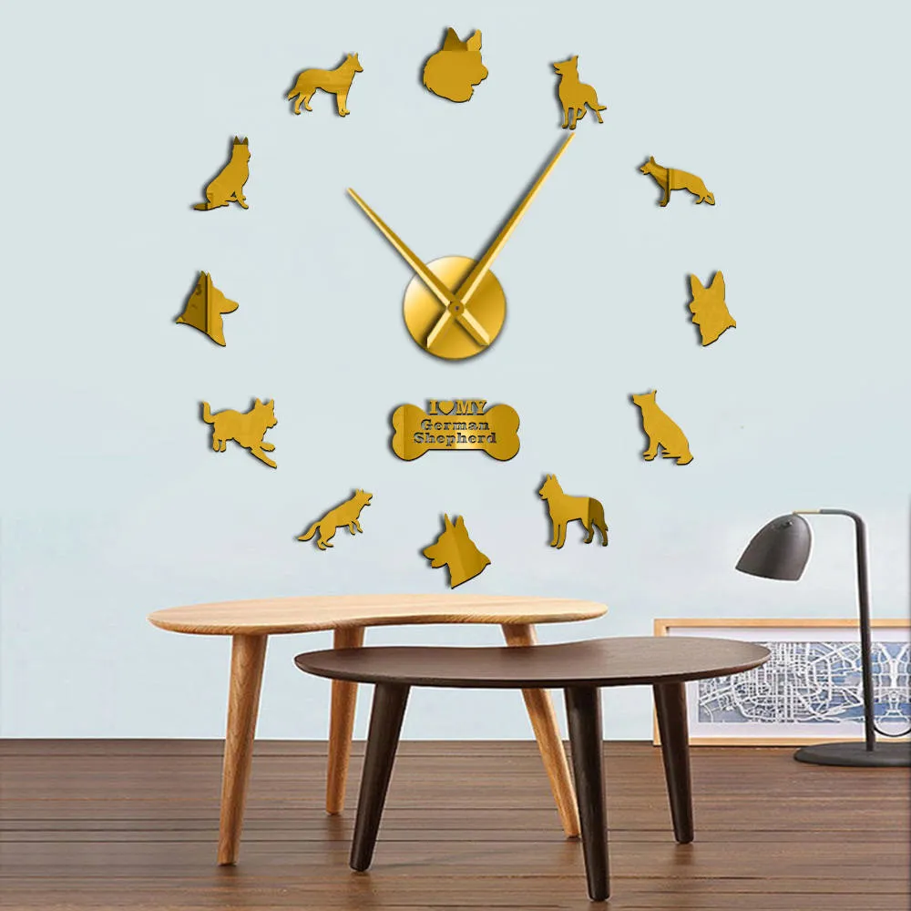Adorable Different Dog Breeds Large Wall Art Home Decor Kennel Clubs Wall Clock DIY Giant Living Room Clock Dog Pet Owners Gift