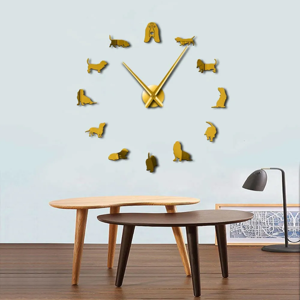 Adorable Different Dog Breeds Large Wall Art Home Decor Kennel Clubs Wall Clock DIY Giant Living Room Clock Dog Pet Owners Gift