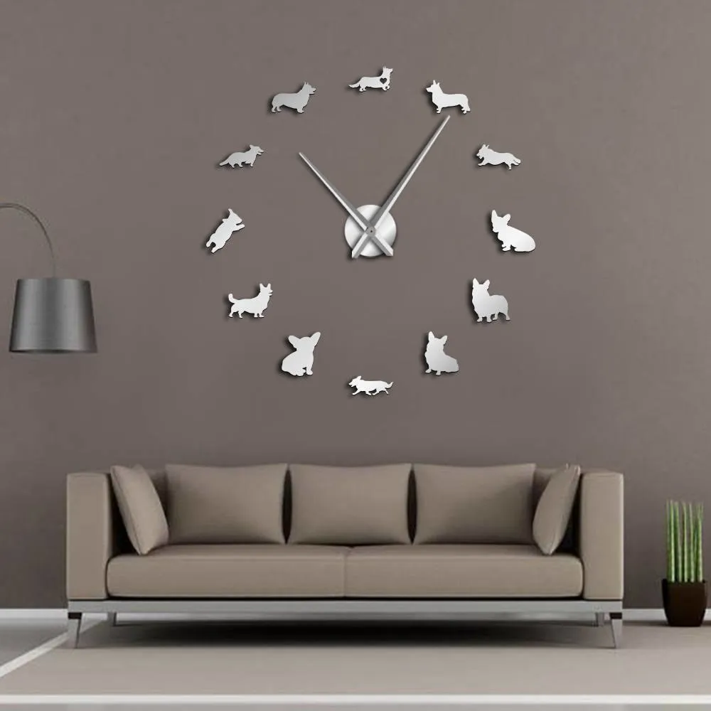 Adorable Different Dog Breeds Large Wall Art Home Decor Kennel Clubs Wall Clock DIY Giant Living Room Clock Dog Pet Owners Gift