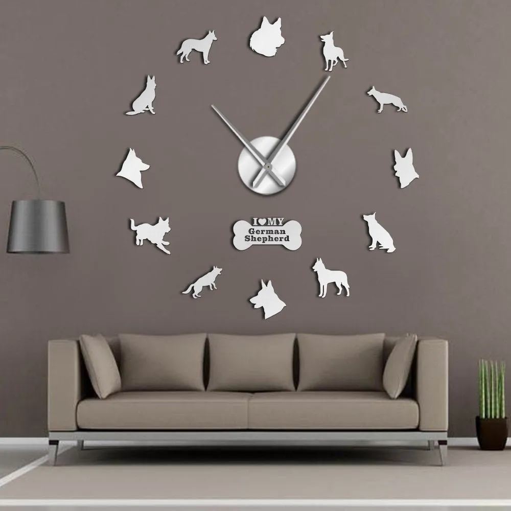 Adorable Different Dog Breeds Large Wall Art Home Decor Kennel Clubs Wall Clock DIY Giant Living Room Clock Dog Pet Owners Gift