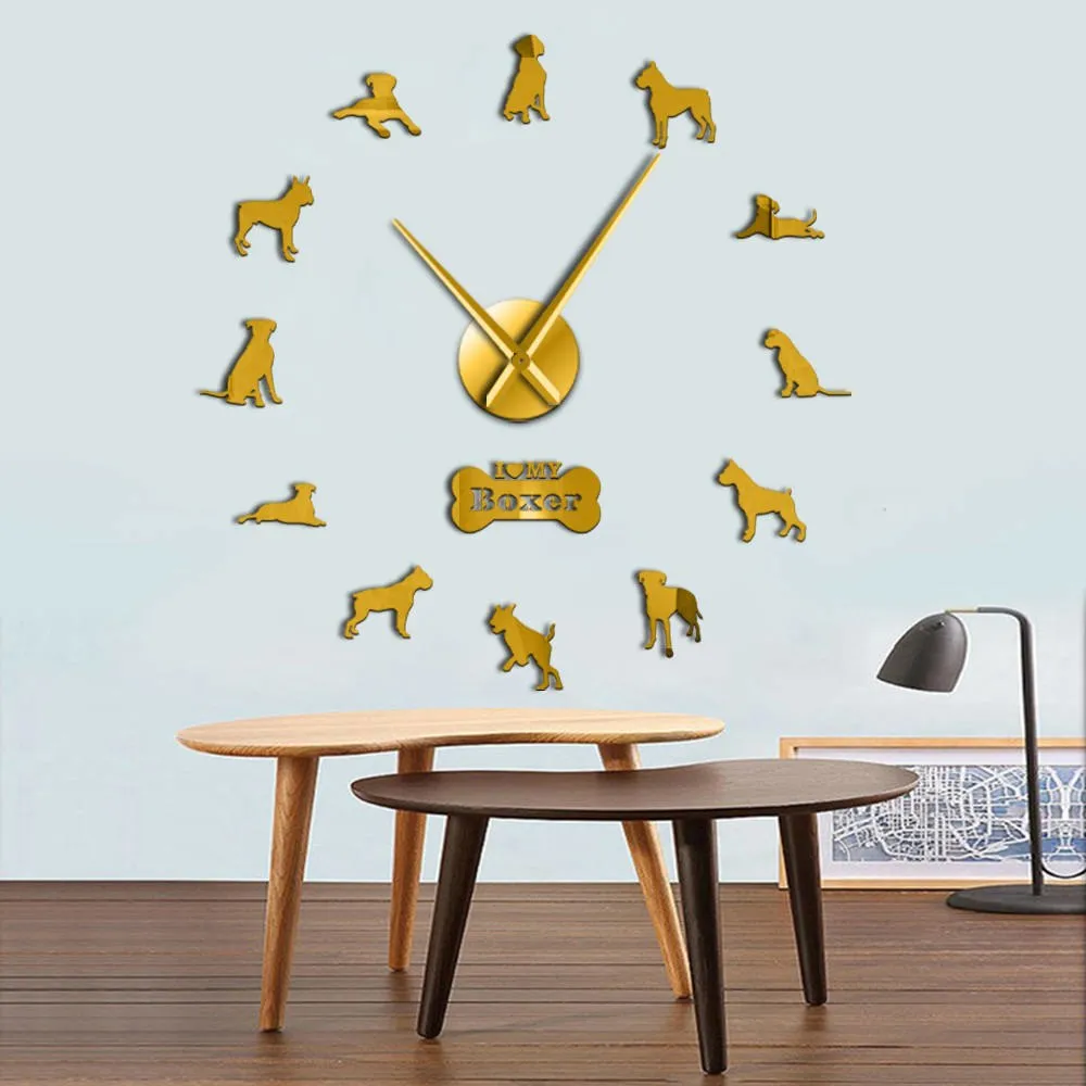 Adorable Different Dog Breeds Large Wall Art Home Decor Kennel Clubs Wall Clock DIY Giant Living Room Clock Dog Pet Owners Gift