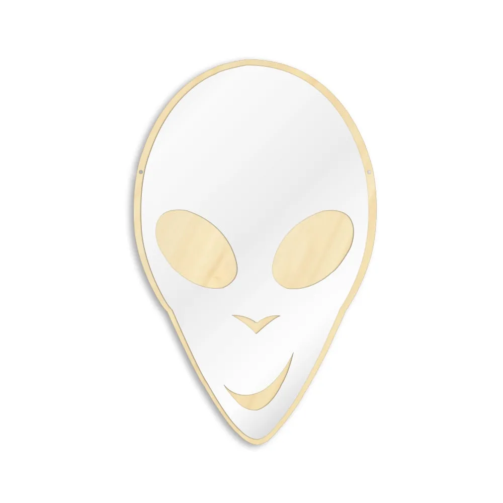Alien ET Extraterrestrial Cute Wall Mirror E.T. Science Galaxy Planet Nursery Kid Room Decor Acrylic Mirror With Wooden Back