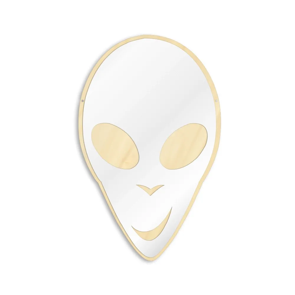 Alien ET Extraterrestrial Cute Wall Mirror E.T. Science Galaxy Planet Nursery Kid Room Decor Acrylic Mirror With Wooden Back
