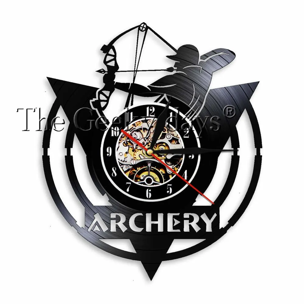 Arrows In The Hands Of Warriors Archery Bow Archery Wall Clock Archery Logo Shoot Bow Target Vinyl Record Wall Clock Archer Gift