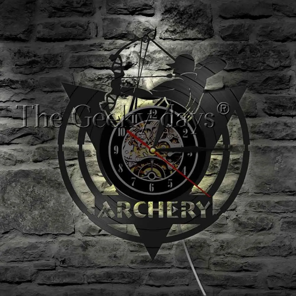 Arrows In The Hands Of Warriors Archery Bow Archery Wall Clock Archery Logo Shoot Bow Target Vinyl Record Wall Clock Archer Gift