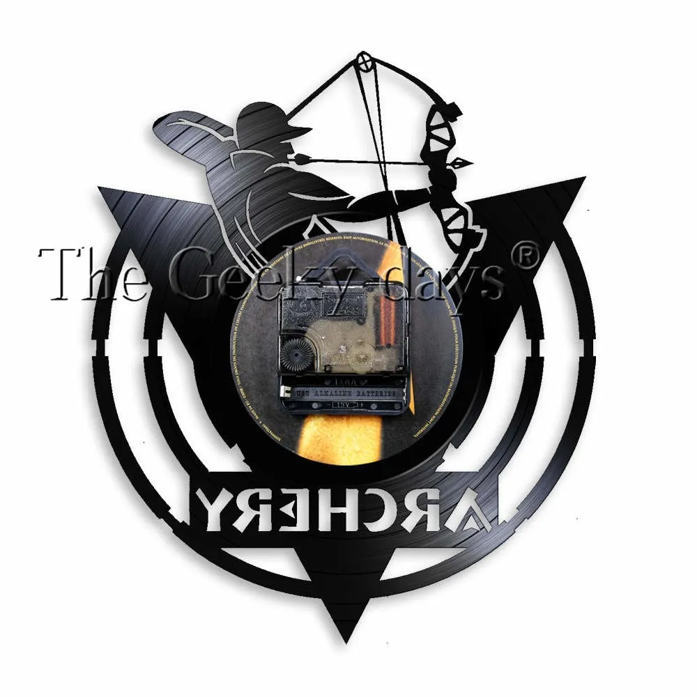 Arrows In The Hands Of Warriors Archery Bow Archery Wall Clock Archery Logo Shoot Bow Target Vinyl Record Wall Clock Archer Gift