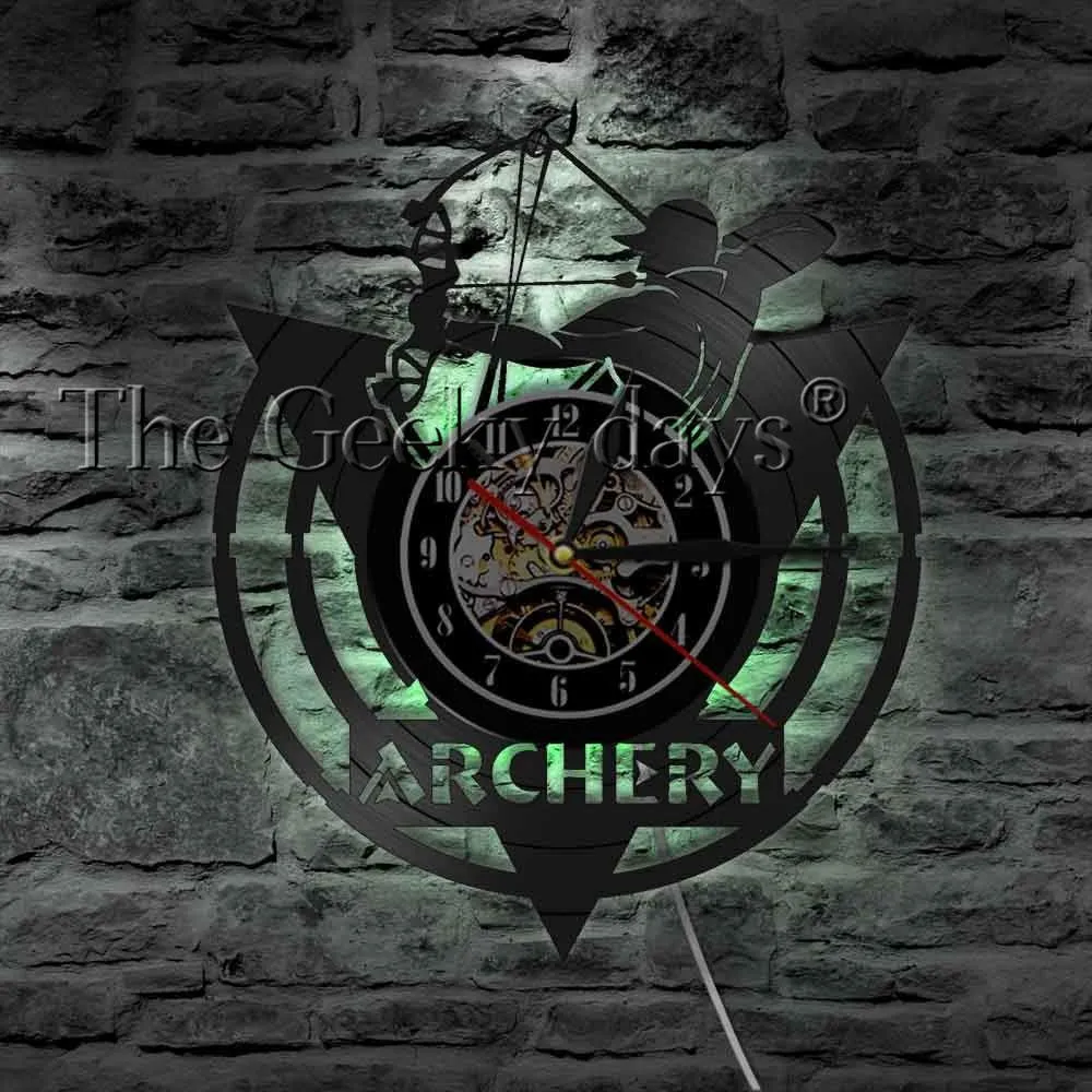 Arrows In The Hands Of Warriors Archery Bow Archery Wall Clock Archery Logo Shoot Bow Target Vinyl Record Wall Clock Archer Gift