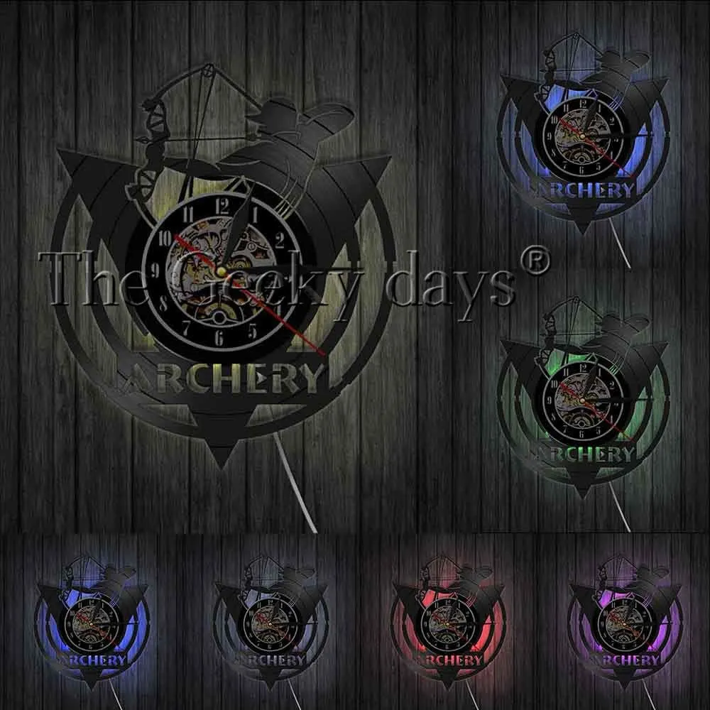Arrows In The Hands Of Warriors Archery Bow Archery Wall Clock Archery Logo Shoot Bow Target Vinyl Record Wall Clock Archer Gift