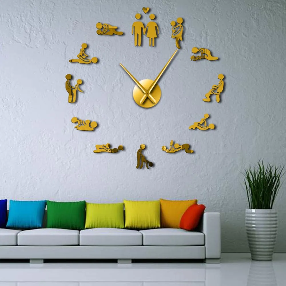 Bachelorette Game Sexy Kama Sutra DIY Adult Room Decorative Giant Wall Clock Sex Love Position Frameless Large Wall Clock Art