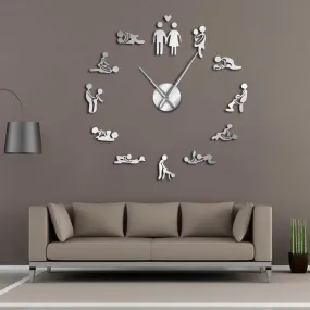 Bachelorette Game Sexy Kama Sutra DIY Adult Room Decorative Giant Wall Clock Sex Love Position Frameless Large Wall Clock Art