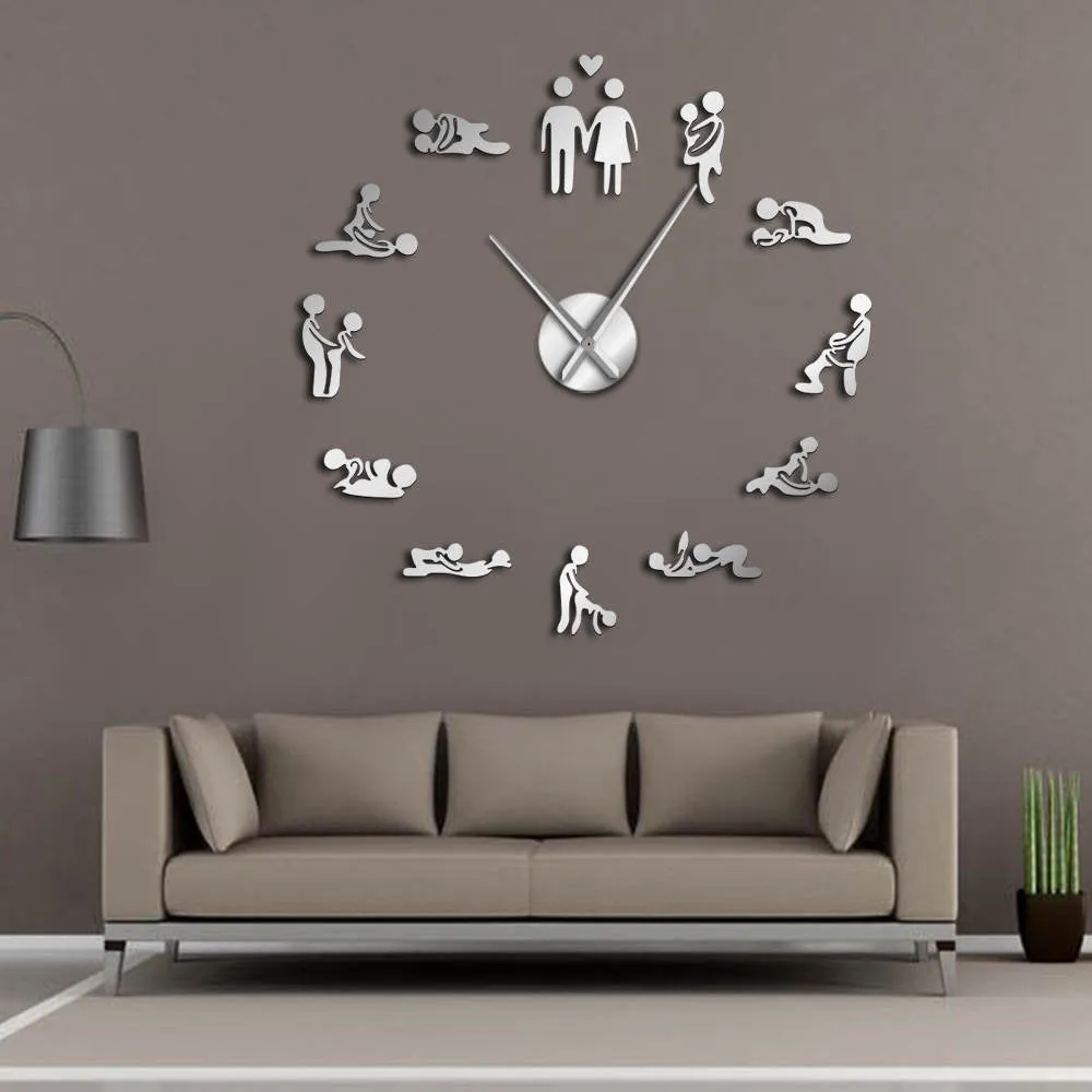 Bachelorette Game Sexy Kama Sutra DIY Adult Room Decorative Giant Wall Clock Sex Love Position Frameless Large Wall Clock Art