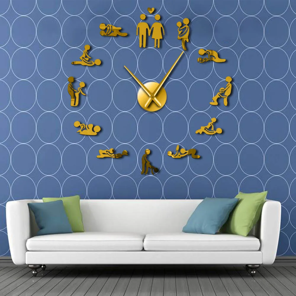 Bachelorette Game Sexy Kama Sutra DIY Adult Room Decorative Giant Wall Clock Sex Love Position Frameless Large Wall Clock Art