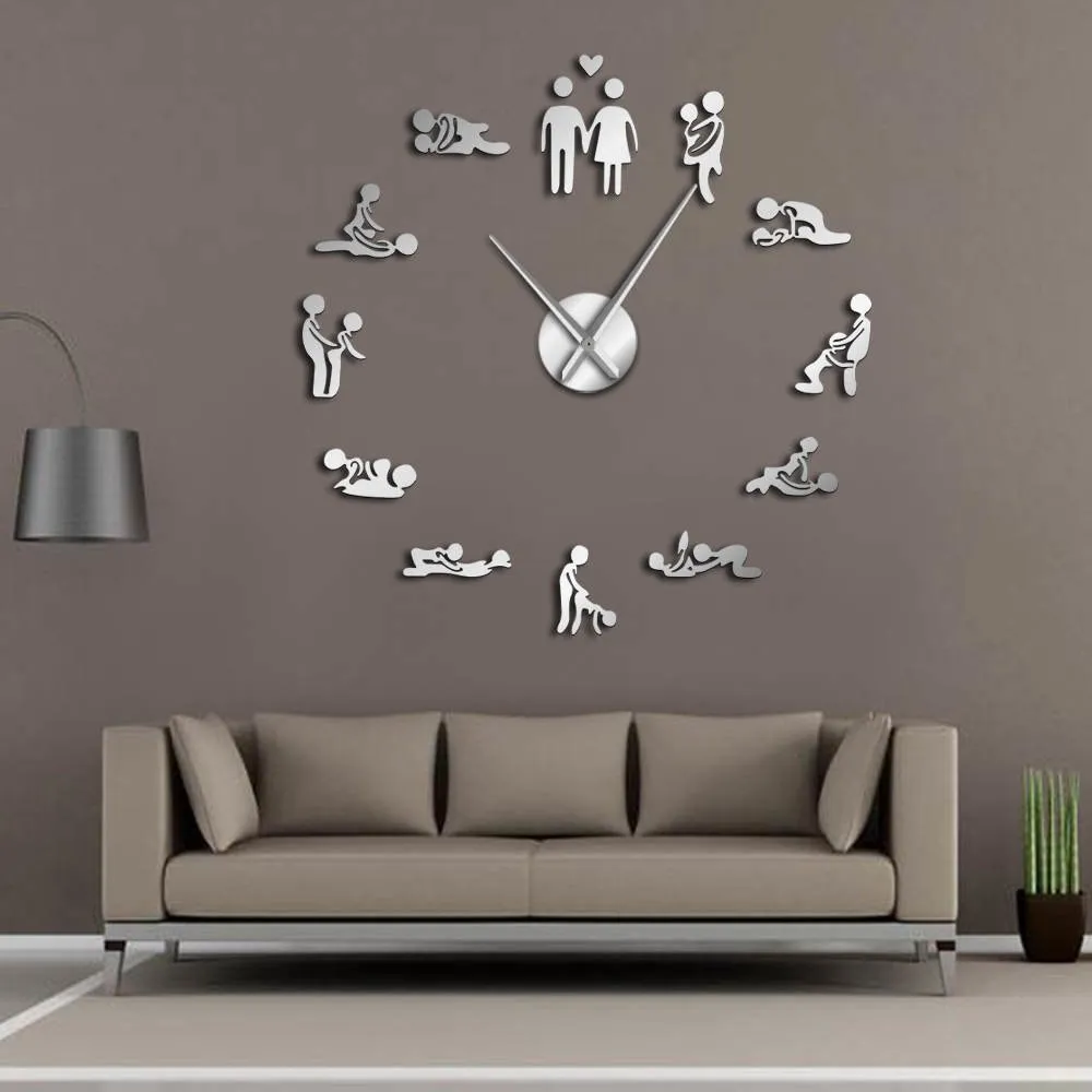 Bachelorette Game Sexy Kama Sutra DIY Adult Room Decorative Giant Wall Clock Sex Love Position Frameless Large Wall Clock Art